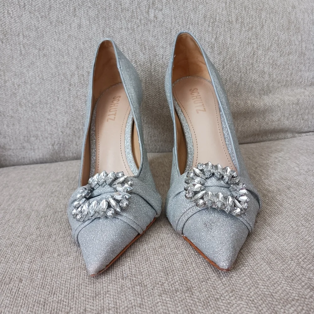 Schutz Elegant Silver Women's Heels